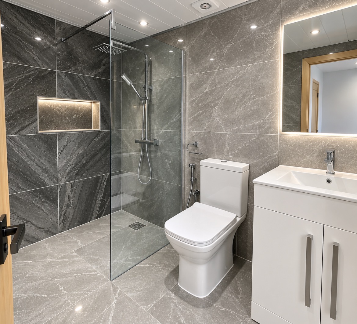 Completed modern bathroom renovation